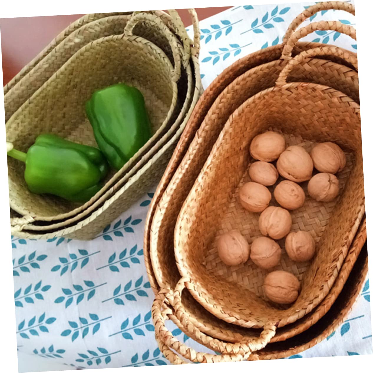 BESPORTBLE 3stücke Handgefertigter Rattan Snackkorb Mittelgroße Aufbewahrungsbox Für Familie Picknick Obst Und Blumen Natürliches Design Für Gemütliches Zuhause