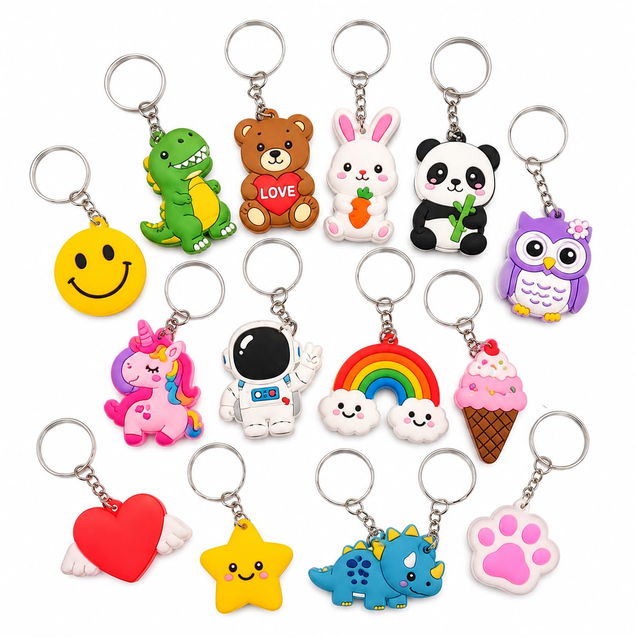 Assorted Cartoon Keychain Pack of 12 | Multicolor PVC Key Rings for Kids, Girls & Boys | Cute Character Keychains for School Bags, Keys, Backpacks & Return Gifts-image-33