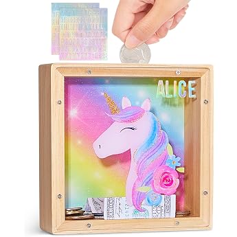 MHJY Children's Piggy Bank Boys Girls Dinosaur Money Box Acrylic Savings Bank with Personalised Letters