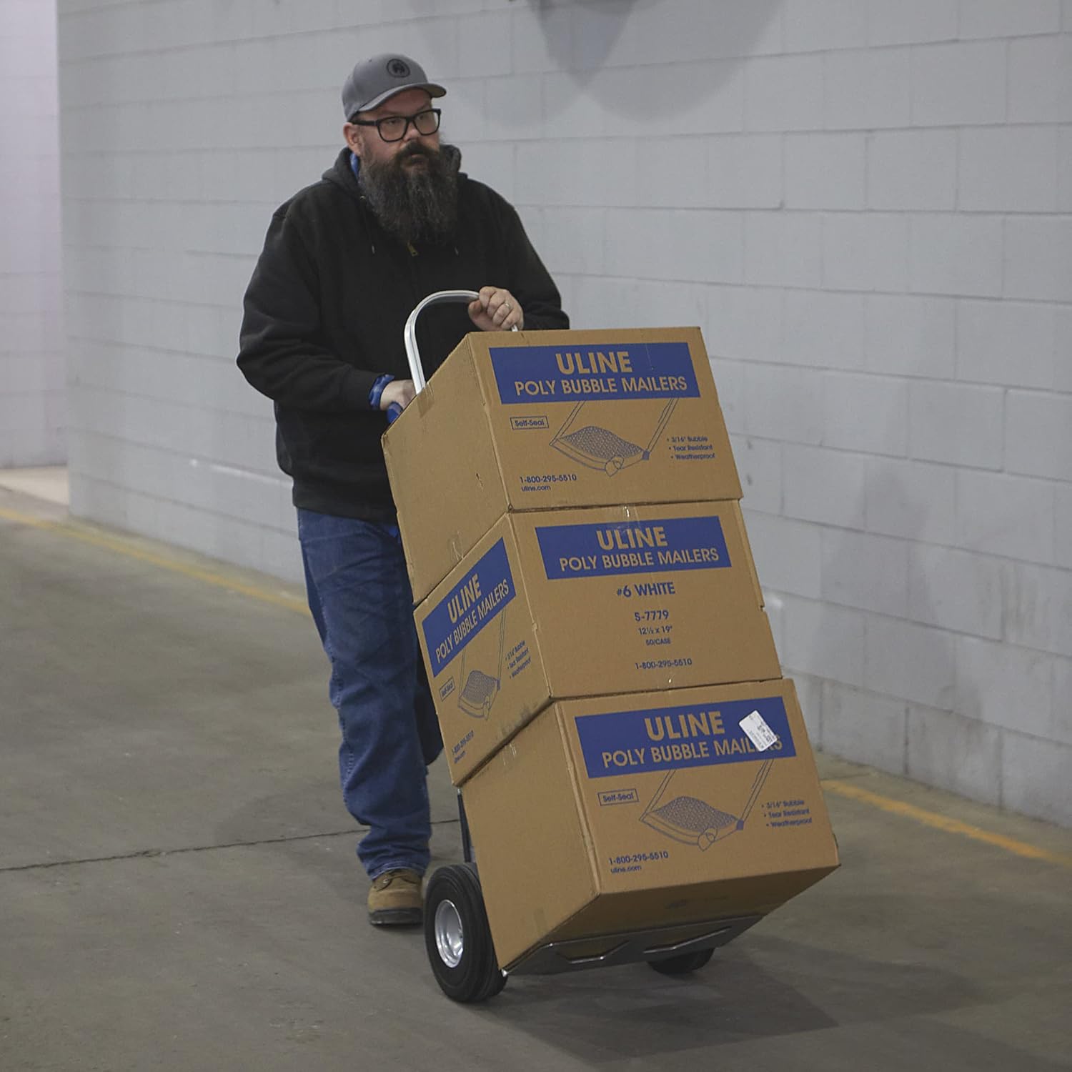Strongway Continuous Handle Aluminum Hand Truck/Stair Skid Moving Dolly - 660-Lb. Capacity, 18in. Wide Toe Plate, 10in. Polyurethane Wheels, 54in. High - 