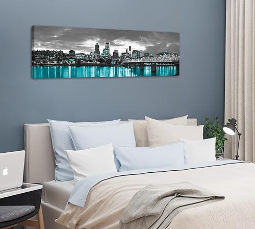 Miniatura 5 de JiazuGo - Paisaje urbano en lienzo impreso en blanco y negro, obras de arte moderno para pared con vistas panorámicas de ciudades, cuadros de 14 x