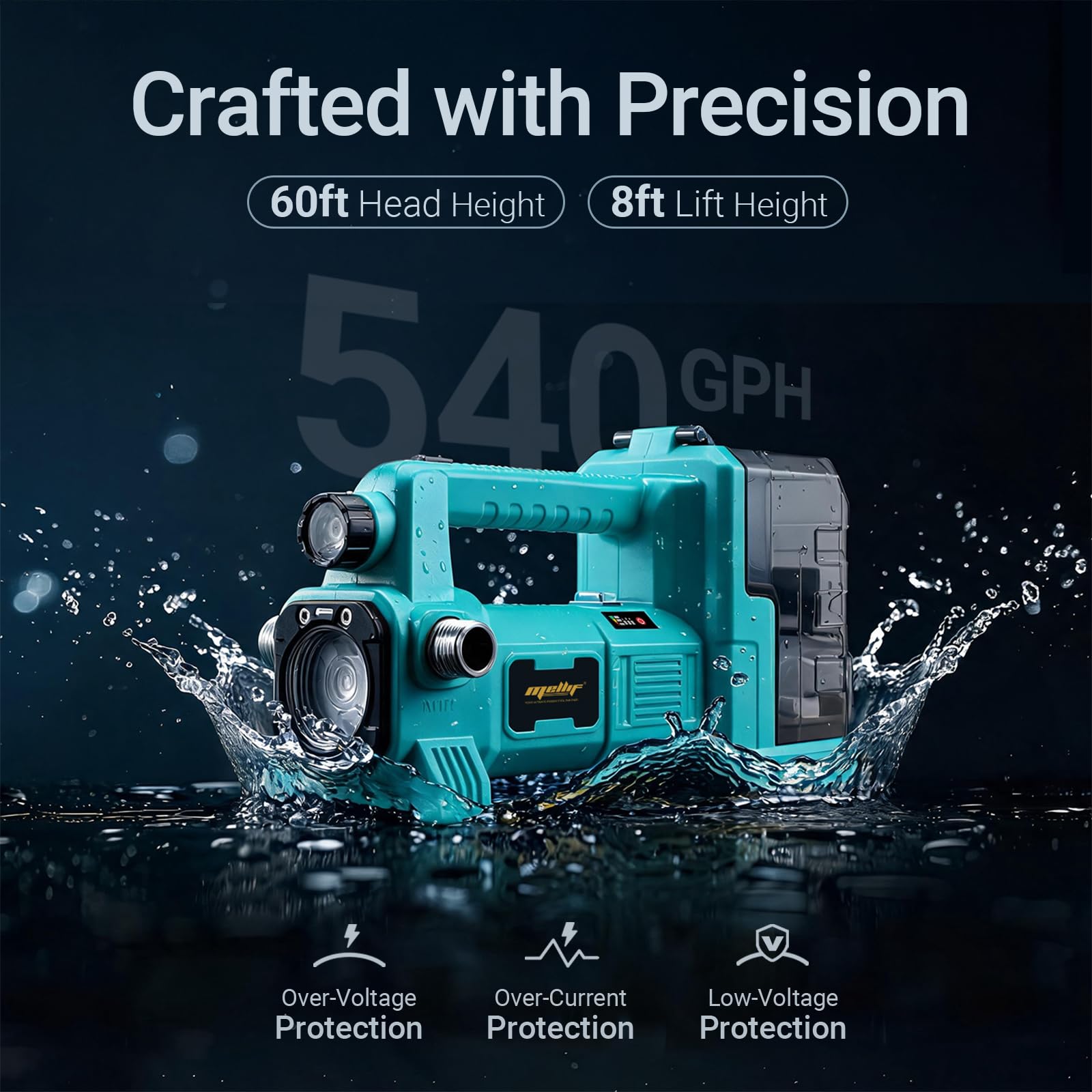Bomba de transferencia de agua sin escobillas compatible con batería Makita de 18 V (solo herramienta), bomba autocebante inalámbrica de 1/4HP 540GPH, bomba de utilidad para drenaje de piscina