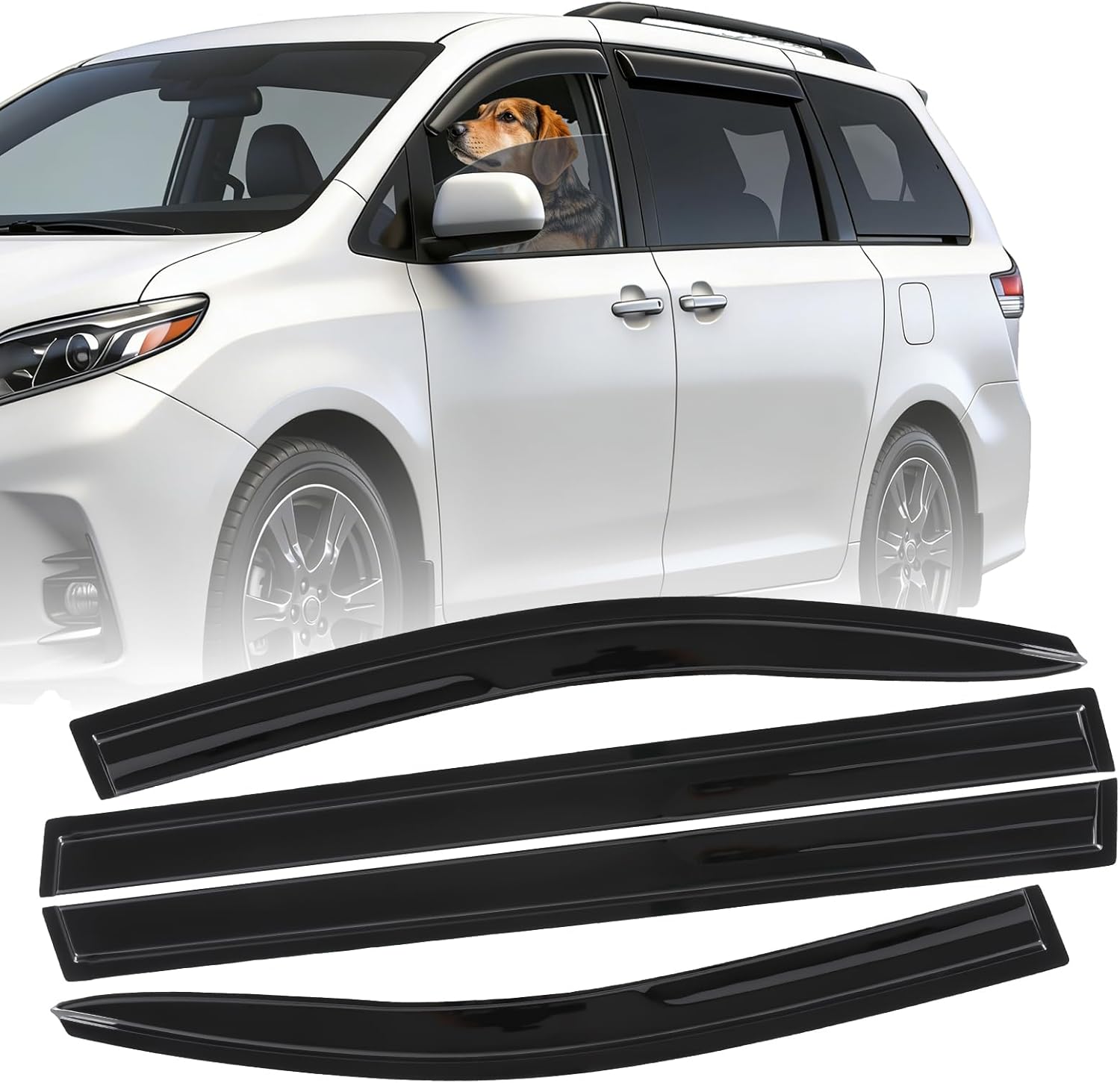 Window Rain Guards Shield for 2011-2020 Toyota Sienna Accessories Out-Channel Window Visor Shades Wind Deflectors(for 11-20)