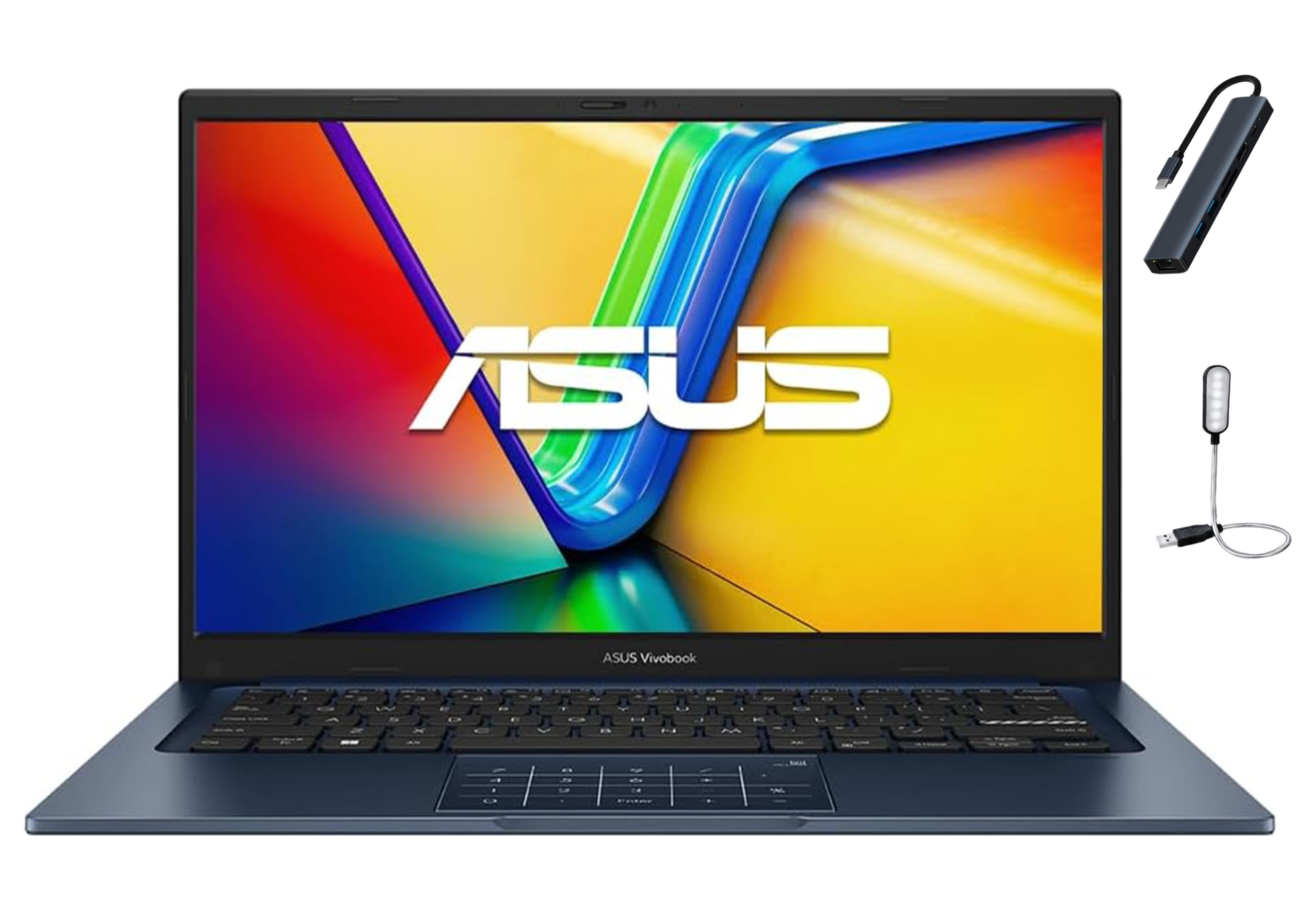 Vivobook 14 inch FHD Business Laptop, Intel Core i3-1315U Processor, 16GB RAM, 512GB SSD, Windows 11 Home, Intel UHD Graphics, Wi-Fi, Bluetooth, Quiet Blue with HEXAccessories