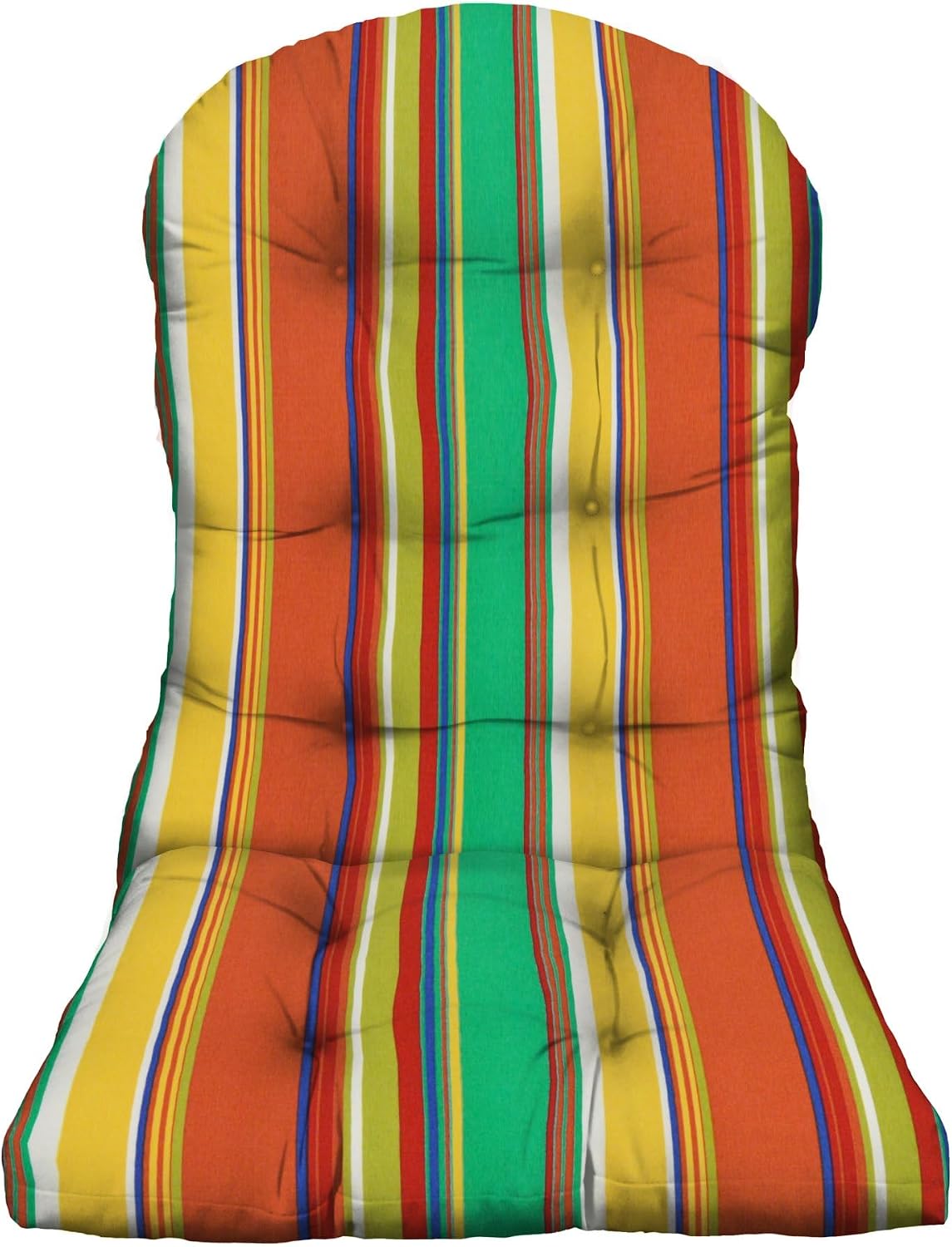 Tufted Adirondack Chair Cushion, 42.5"x 21" - All-Weather Spun Fabric, Water and Fade-Resistant, Outdoor Cushion for Patio, Bright Colorful Garden Red Stripe - Made in USA