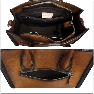 Genuine Leather Satchel for Women Embossed Handbag Top Handle Handbags Handmade Crossbody Tote Bag Purse