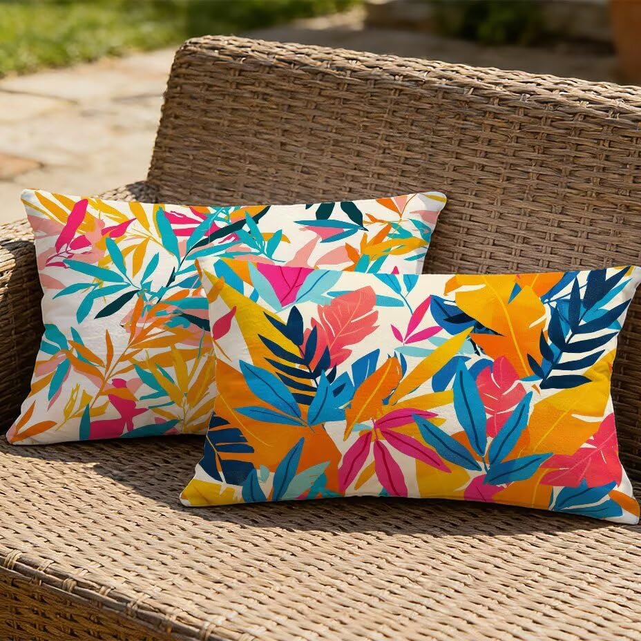 Housses coussin extérieur imperméable 40x70 pour terrasse fleurie
