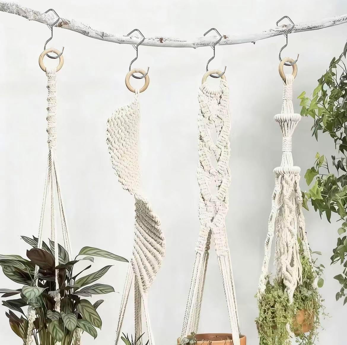 Heavy Duty Screw Hooks for Hanging, 4-Inch Ceiling Hooks with Safety Lock, Strong Hooks for Plants, Clothes, Kitchen Utensils, String Lights, Handbags, Towels (Silver, 32 Pcs)