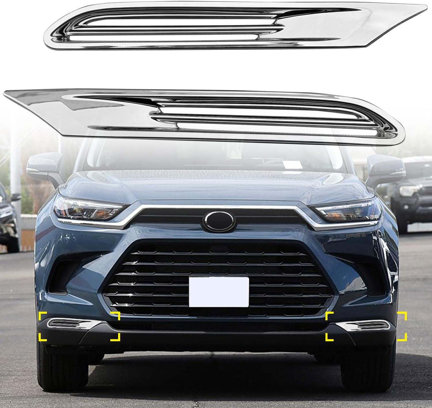 For Toyota Grand Highlander 2023-2025 ABS Chrome Front Fog Light Cover Trim 2pcs Car Accessories