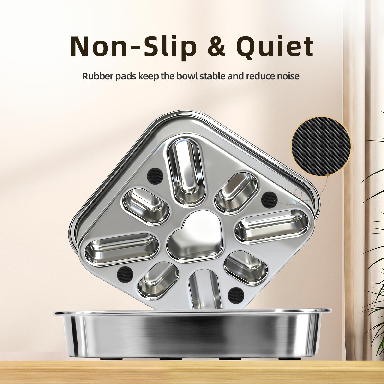3 Cups Stainless Steel Slow Feeder Dog Bowls Large & Medium Breed, Food Grade 304, Non-Slip Base, Deep Ridges to Slow Eating, Metal Slow Feeder Dog Bowls, Dishwasher & Chew-Proof & Rustproof - image 5