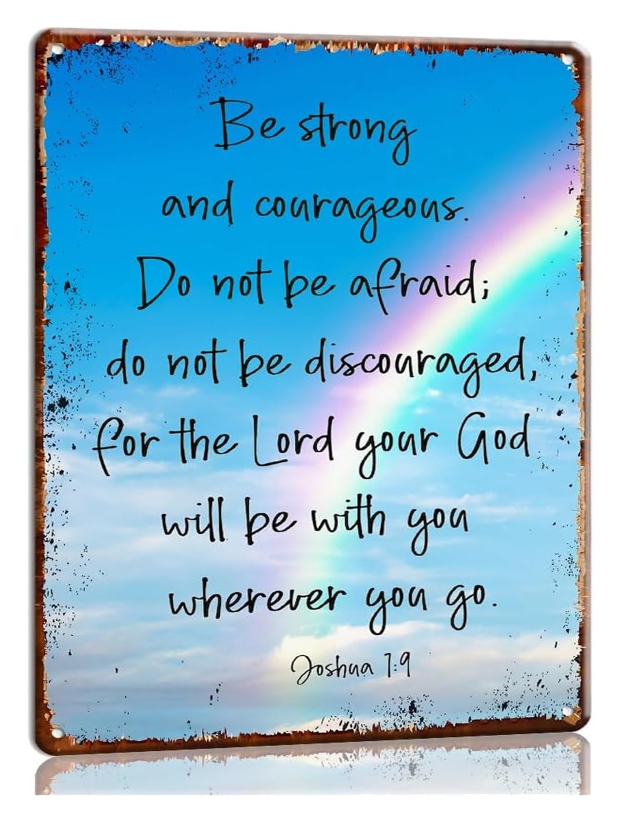 NWPNLXEA Metal Sign Joshua 1 9, Be Strong and Courageous, Bible Verse Wall-Art, Christian Gift for Women