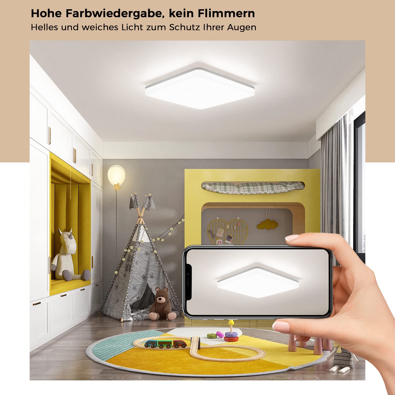 Plafonnier LED Dimmable LEZOE 58x20 Cm - 23 W, 3000 Lm, Réglable 2700K-6500K - Télécommande Incluse - Pour Plafond De Bureau, Cuisine, Salon, Chambre - Design Fin Avec Rétroéclairage