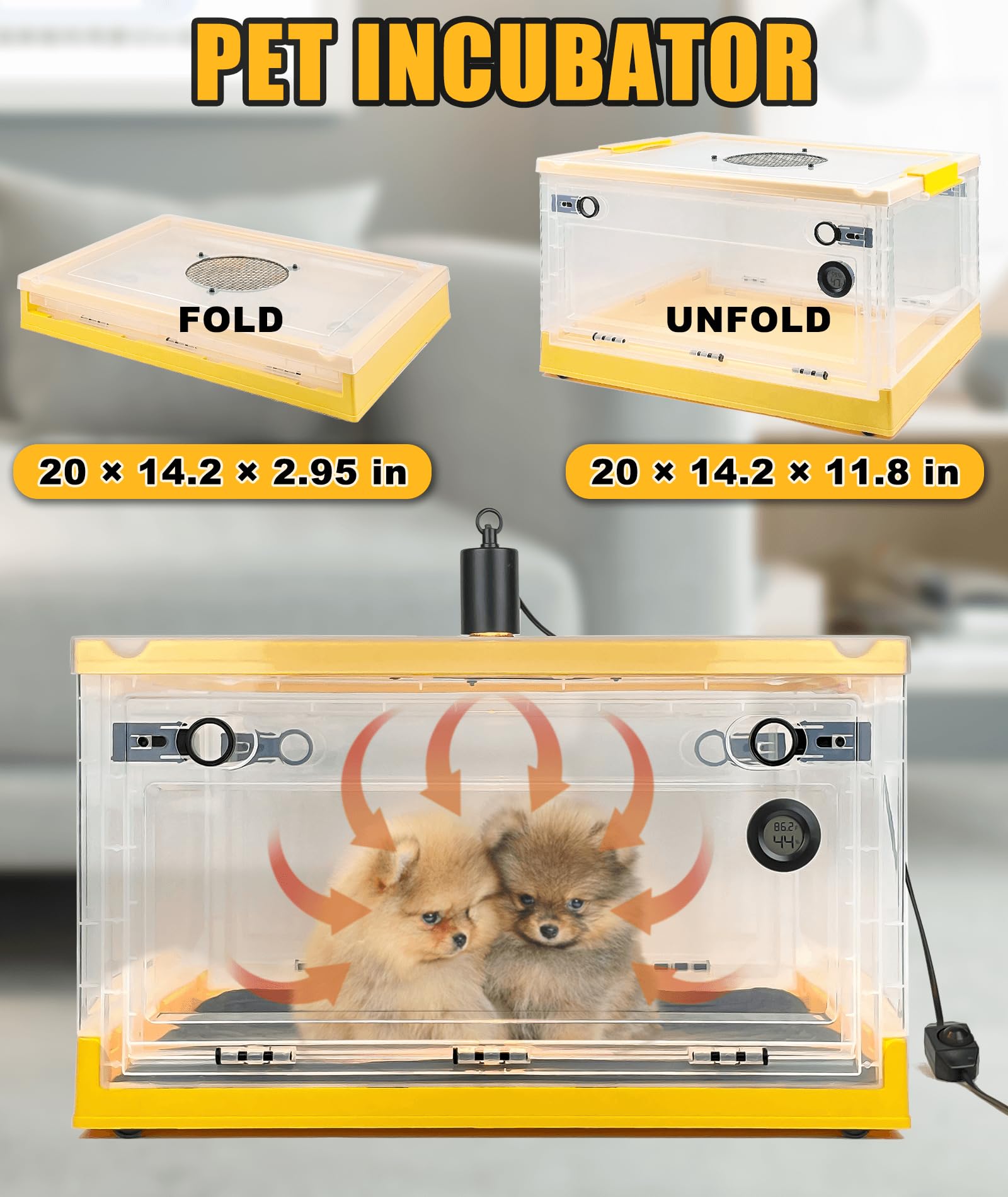 Incubator for Puppies with Heatining and Oxygen Tube, Kittens Incubator