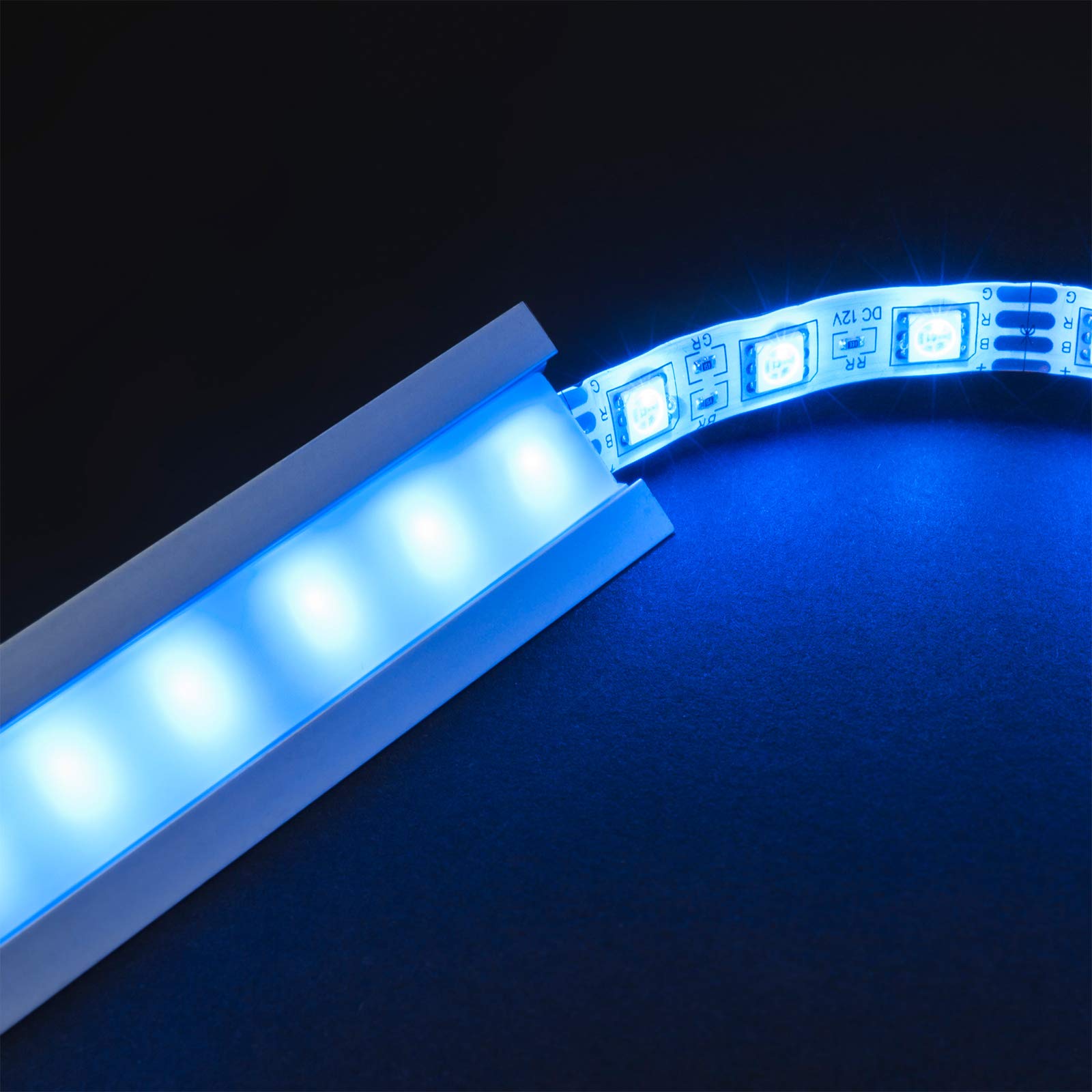 DQ-PP LED ALUMINIUM PROFIL | Modell J | 2m | alu-eloxiert | satiniert Abdeckung | ohne Klammern und ohne Endkappen | Alu Schiene Leiste für LED-Streifen