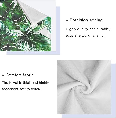 Miniatura 3 de Vdsrup Juego de 3 toallas de baño de verano con hojas de palma tropical, toallas de mano de hojas de selva tropical, toalla suave y fina para