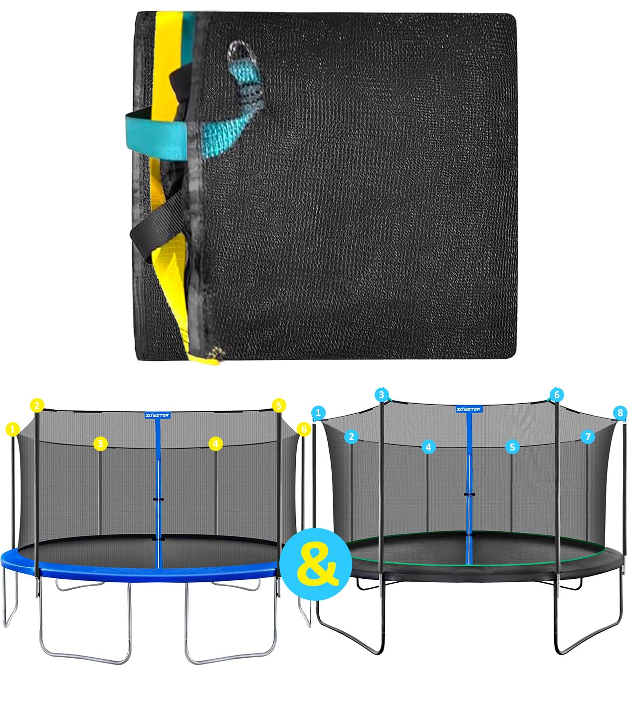 Photo 1 of Zoomster Trampoline Enclosure Net, Replacement Safety Enclosure Net Suitable for Round Trampoline with Both 6 Poles and 8 Poles, Breathable and Weather-Resistant (14FT)