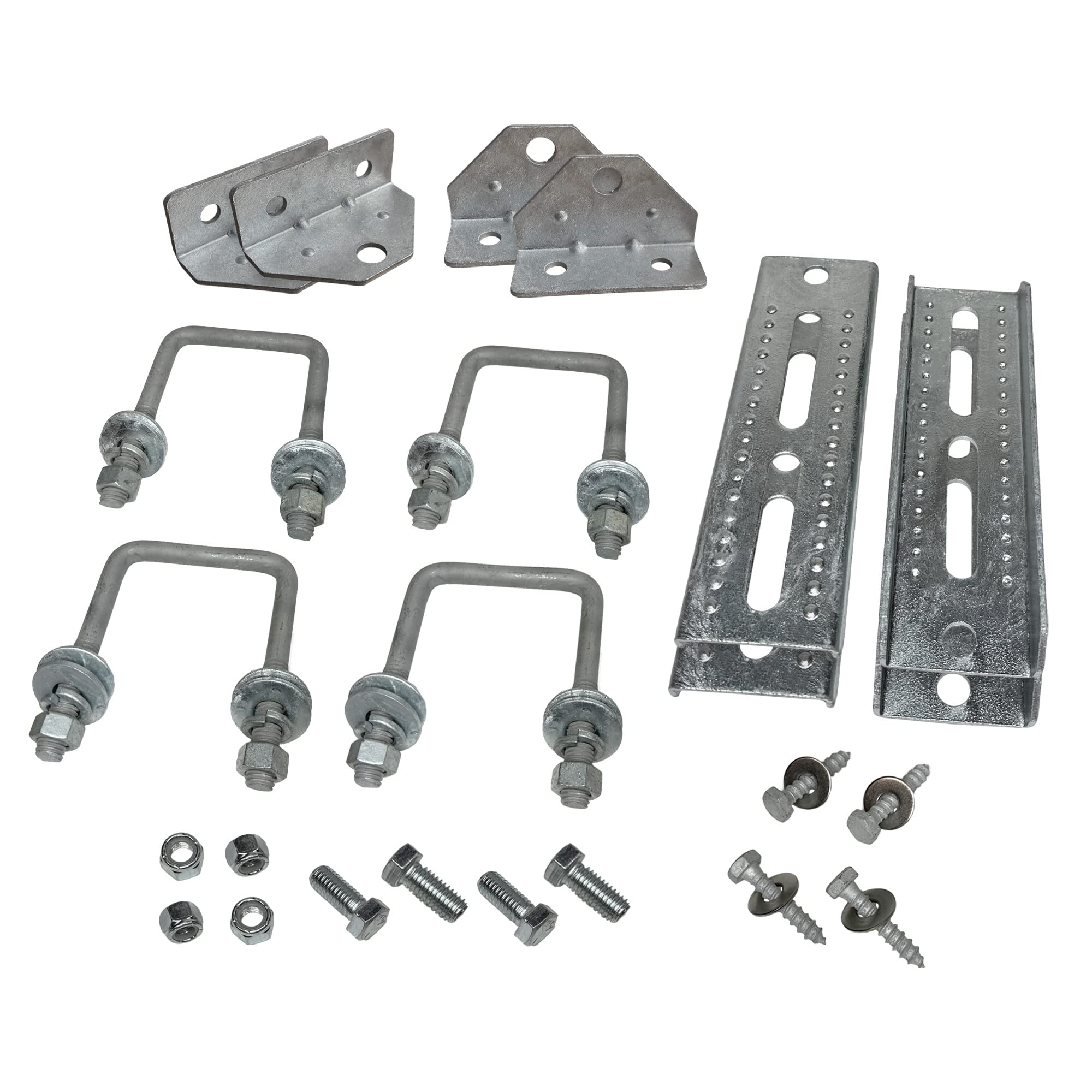 4 Pack 8" Galvanized Swivel Top Bunk Bracket Kit with Hardware for Boat Trailer, fits 3x3 Cross Members, Heavy Duty (4 Pack)