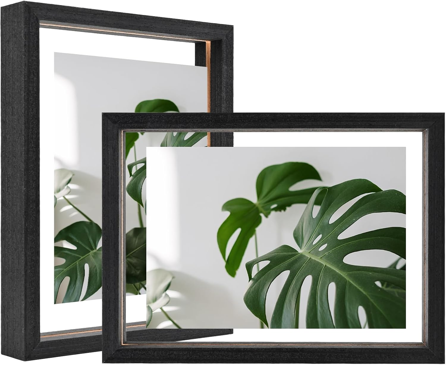 Egofine 6x8 Floating Frames Set of 2, Double Glass Picture