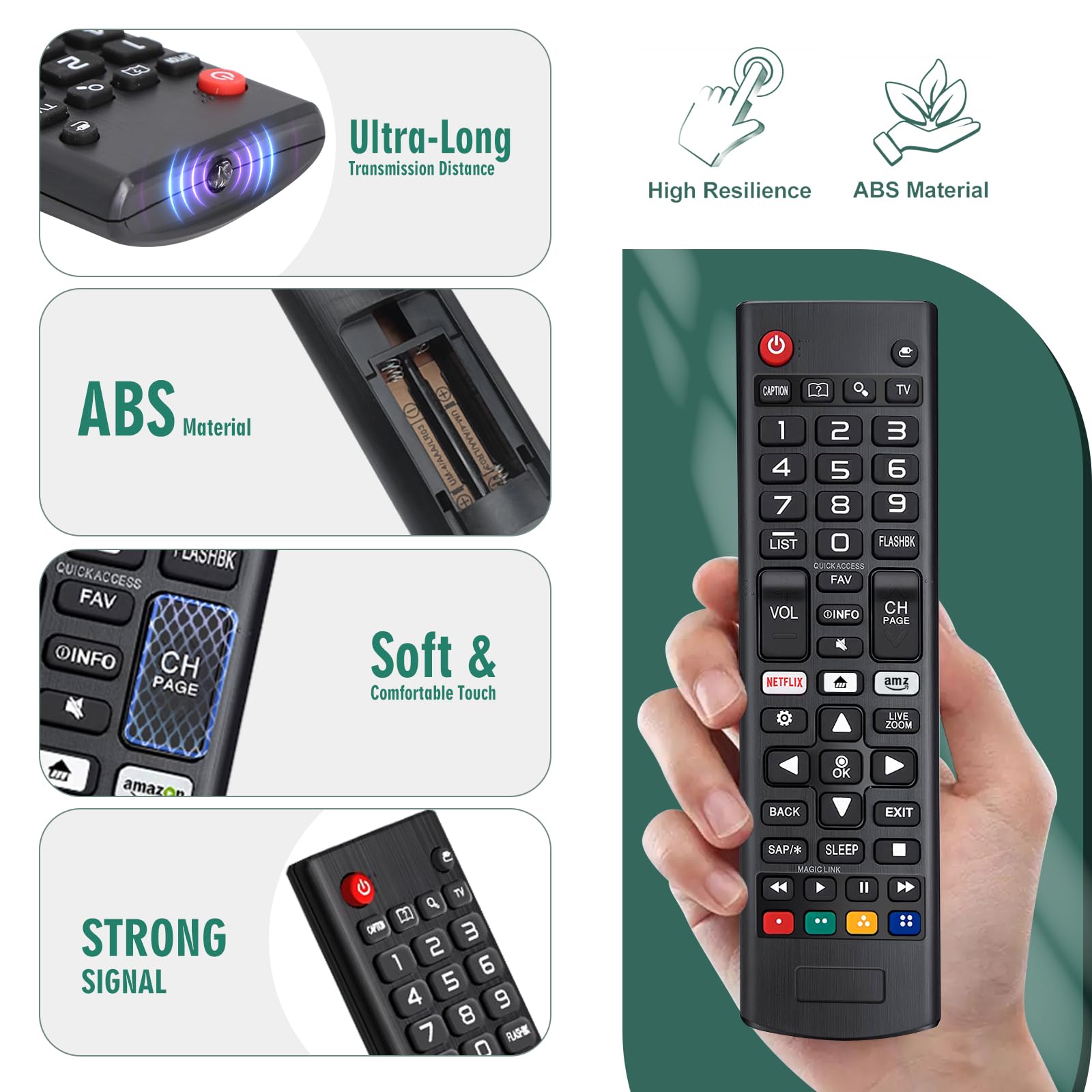 Telecomando Universale TV per LG, Con Netflix & Amazon Streaming Buttons,Compatibile Con LG 3D 4K LED LCD HDTV-Nessuna Configurazione Necessaria