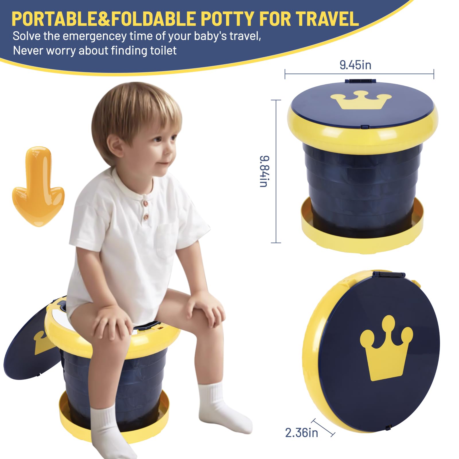 Orinal portátil, asiento plegable para viajes de niños, asiento de inodoro de entrenamiento para niños pequeños, inodoro de emergencia, orinal portátil para viajes de niños, para coche, camping, al