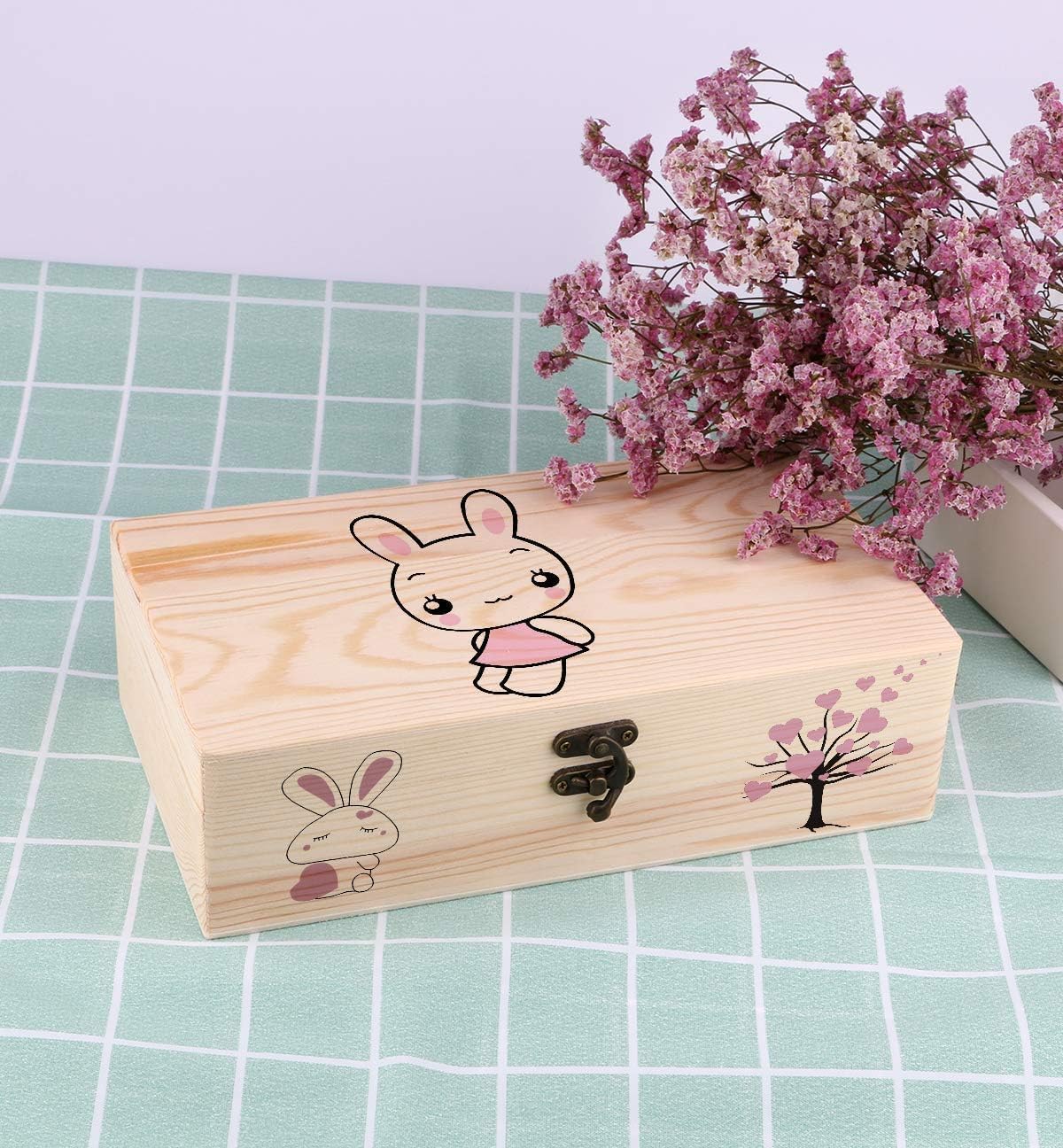 Boîte en bois avec couvercle - 25 x 15 x 8 cm - Boîte à souvenirs pour bébé - Boîte à bijoux polyvalente avec couvercle à charnière - Boîte à souvenirs - Bricolage - Boîte cadeau - Jouets - Outils