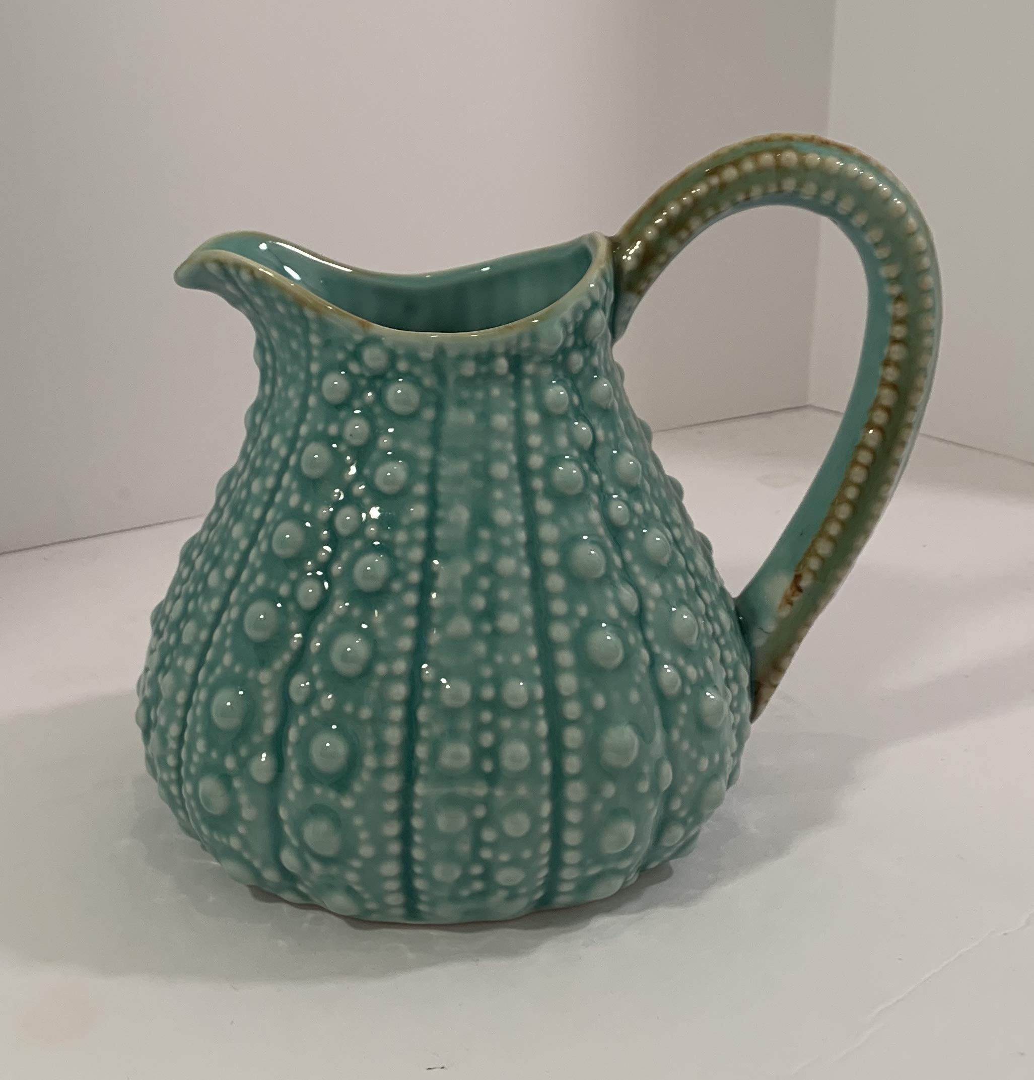 Bella Coastal DecorSea Urchin Pitcher 7.5 Inches - Aqua