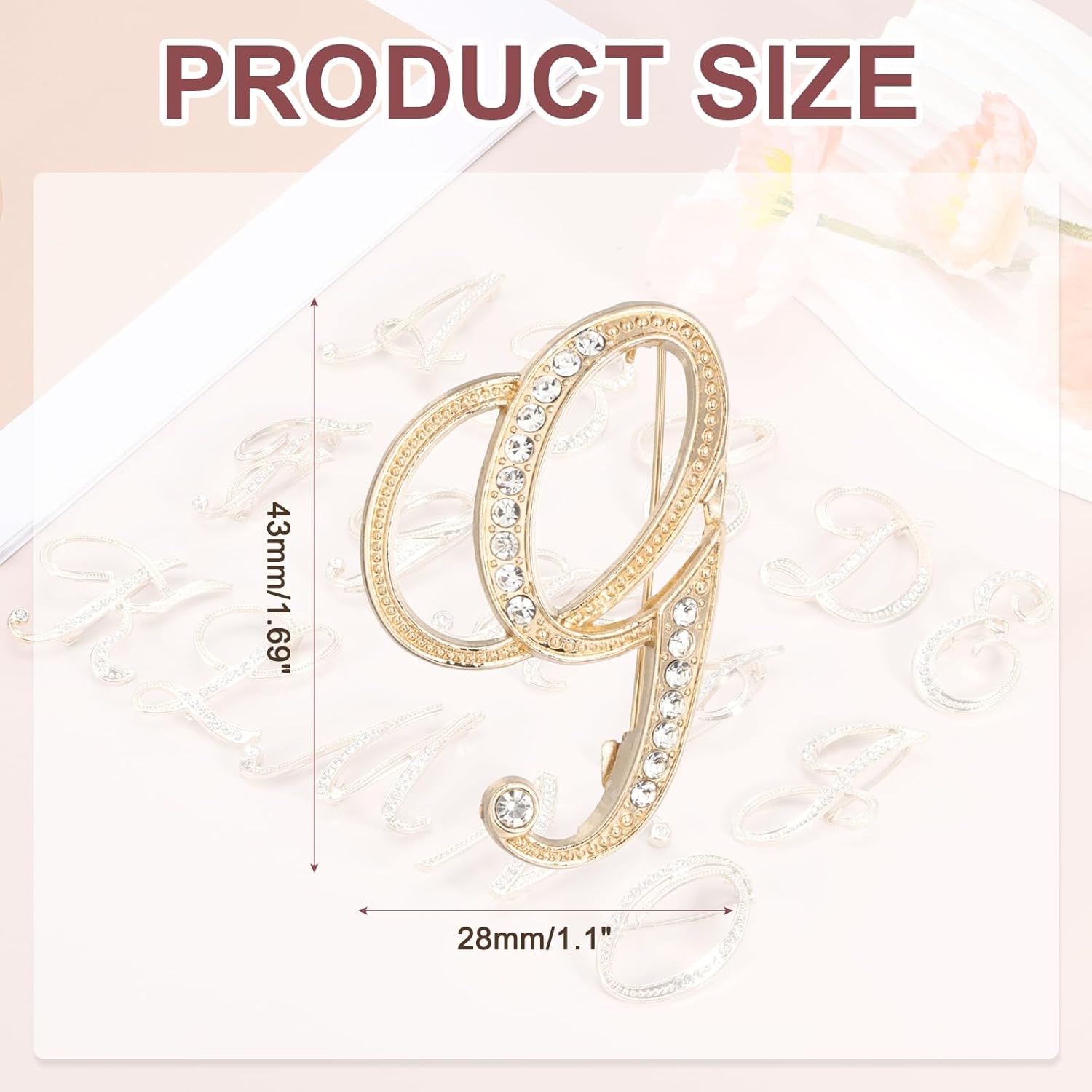 PATIKIL Letter Brooch Pins, Initial Letter Rhinestone Broaches Metal Crystal Alphabet Lapel Pin for Women Jewelry Gift Suit Clothes Hat Dress Coat - Image 2