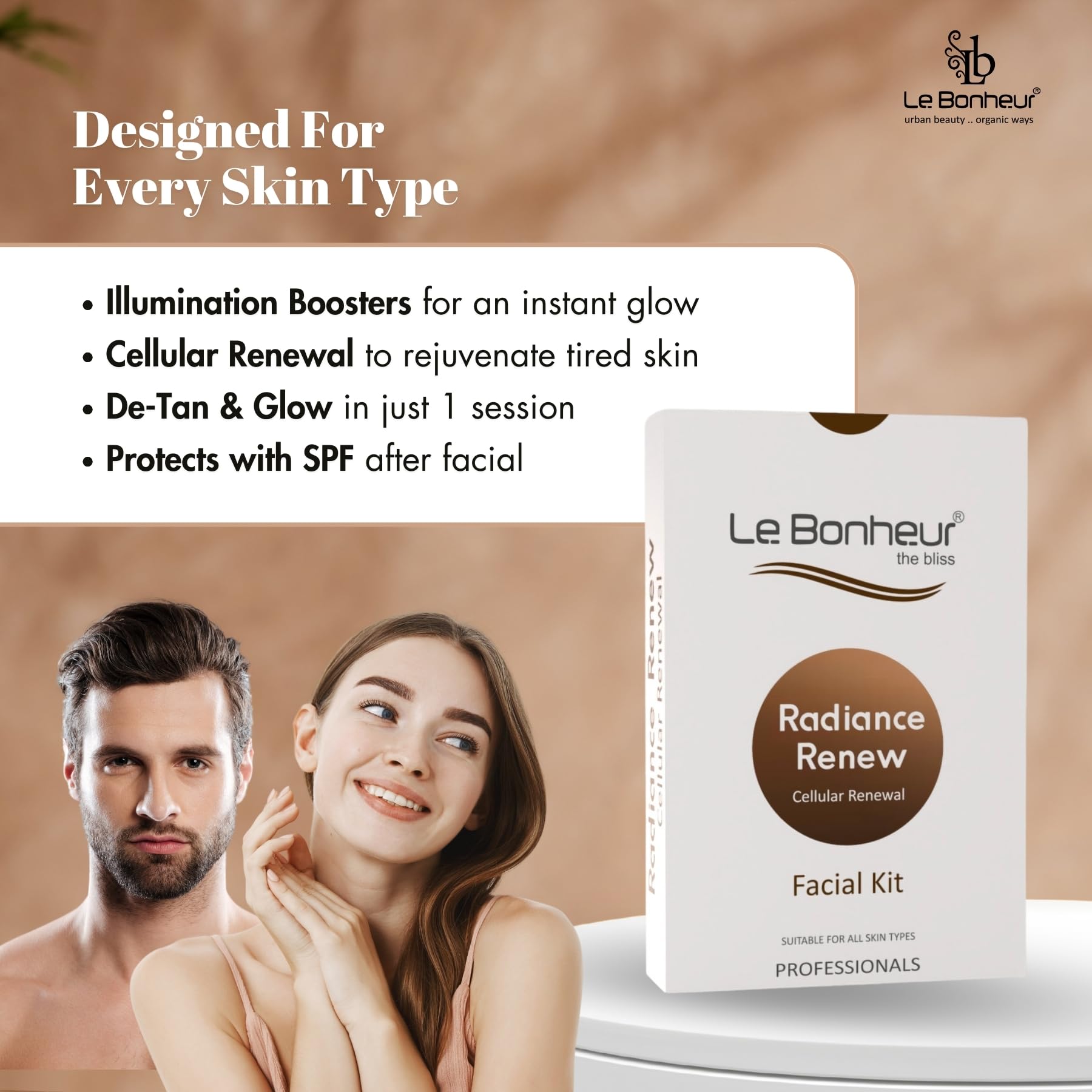 Le Bonheur Radiance Renew Professional Facial Kit | Wedding Edition | Glowing & Hydrating Skin | All Skin Types (Monodose - One Face Application Pack) | Men & Women 3