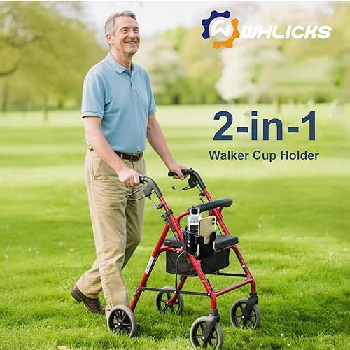 Miniatura 9 de Portavasos 2 en 1 con soporte reversible para teléfono, apto para silla de ruedas, patineta, bicicleta, movilidad, cámper, cochecito con clip