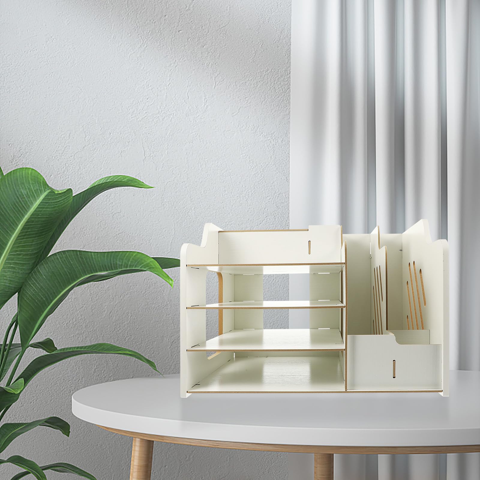 SOLUSTRE Moderner Schwarzer Schreibtisch Organizer mit Vielseitigen Fächern und Abschließbarer Schublade Praktisches Schreibtischzubehör für Büro und Arbeitszimmer