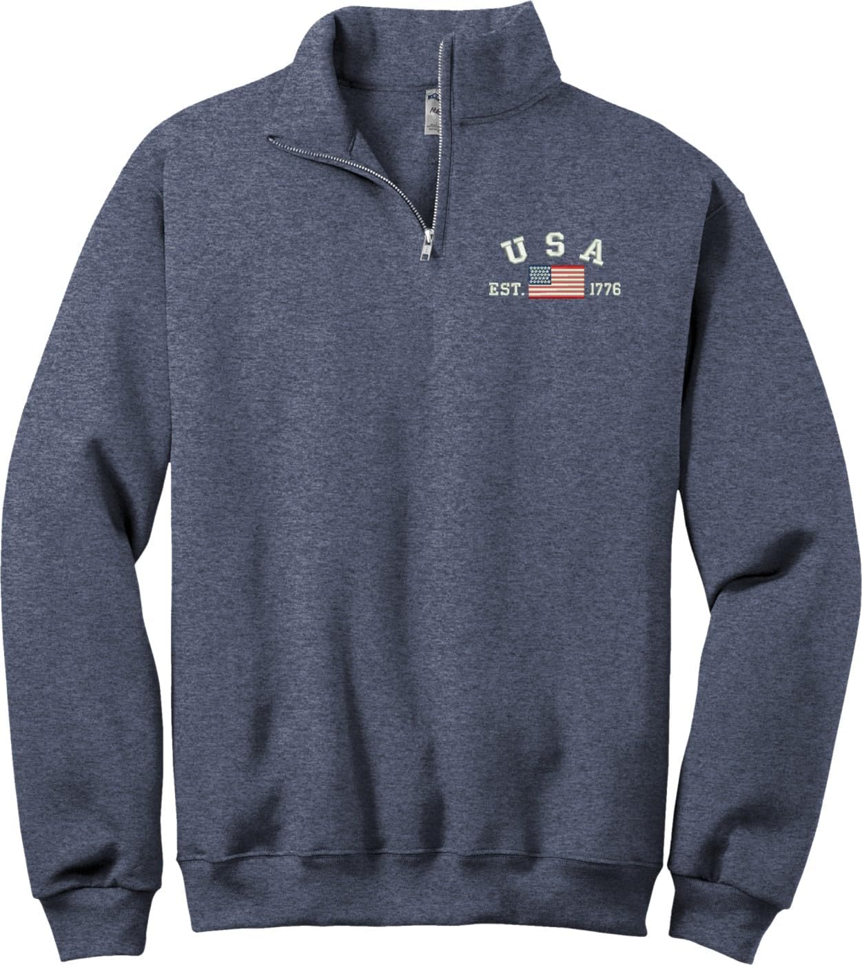 MilitaryBest USA Est 1776 Embroidered Quarter-Zip Pullover