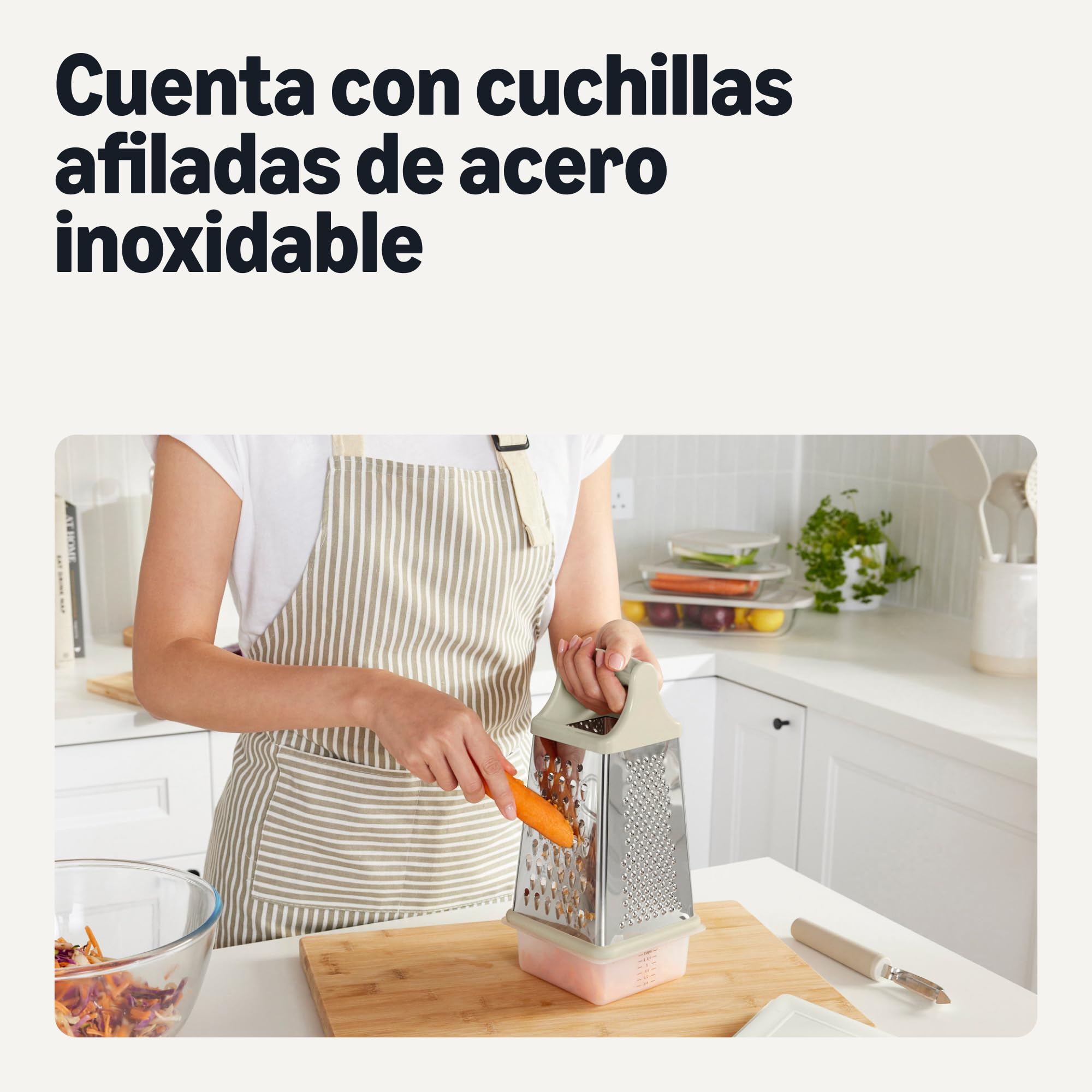 Amazon Basics Rallador de Queso de 4 Caras, Acero Inoxidable, Apto para Lavavajillas