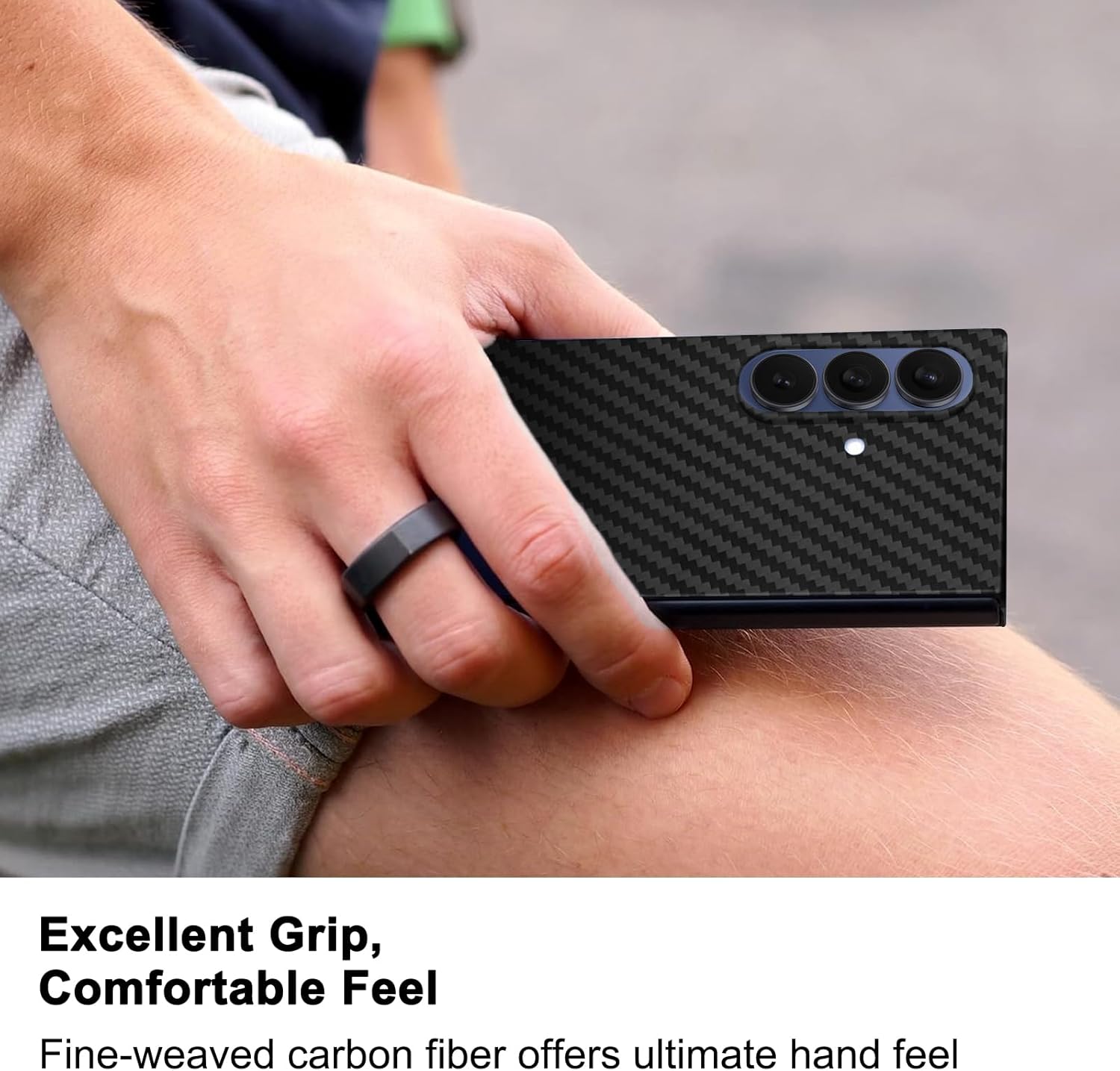 Slim Thin 1500D Carbon Fiber Case Compatible with Samsung Galaxy Z Fold 7, Aramid Fiber Z Fold7 Cover Supports Wireless Charging, Matte Black Gray Twill [NOT Printed]