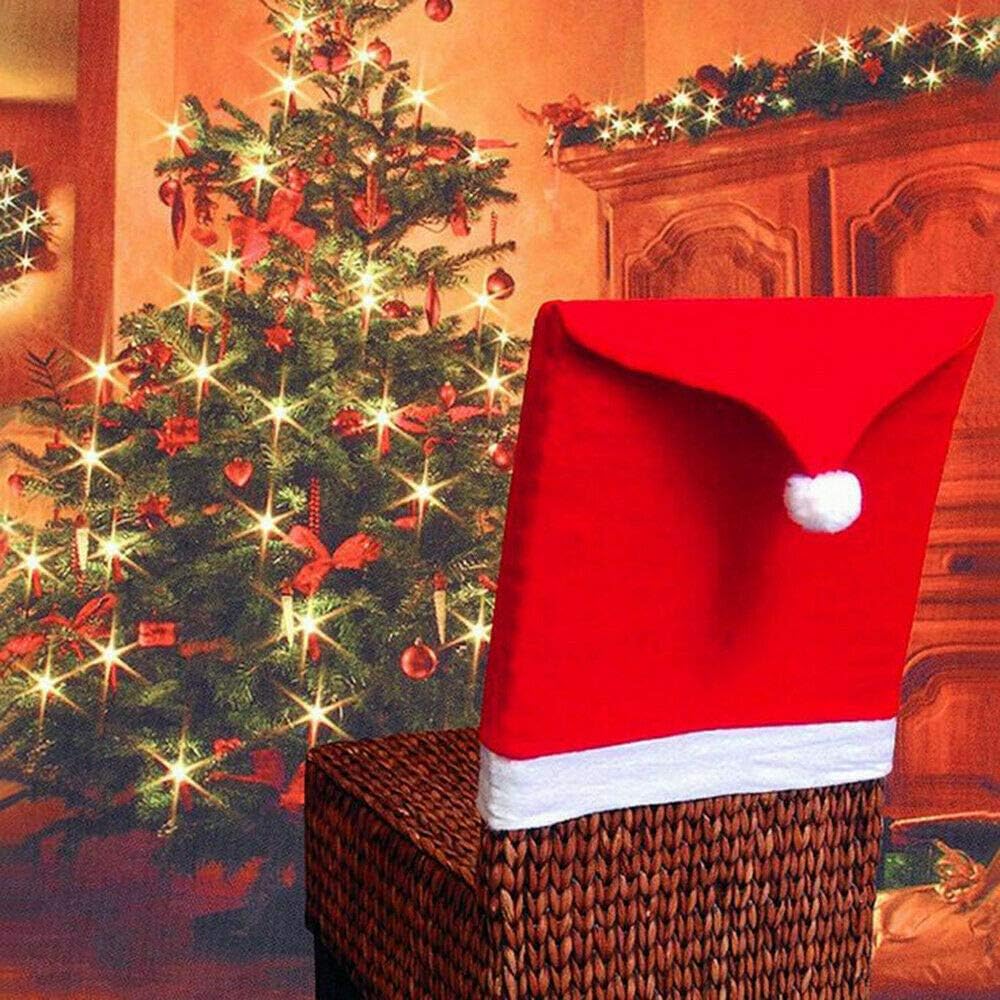 Callenbach 6Pcs Christmas Chair Covers for Dining Room Christmas Table Decoration Santa Hat Chair Back Cover for Xmas Restaurant Holiday Festival Party Decor image 5