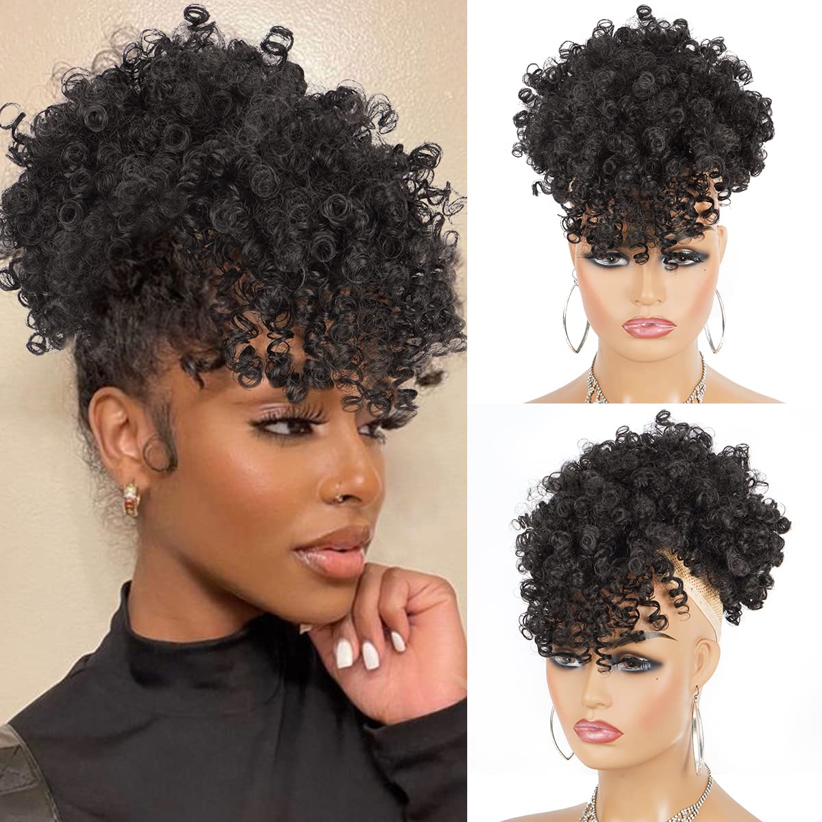 Amazon.com : Cetiq Synthetic Afro Puff Drawstring Ponytail 