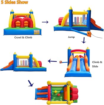 HuaKastro 16.3x7.2FT Obstacle Course Bounce House for Kids w/Double Slides
