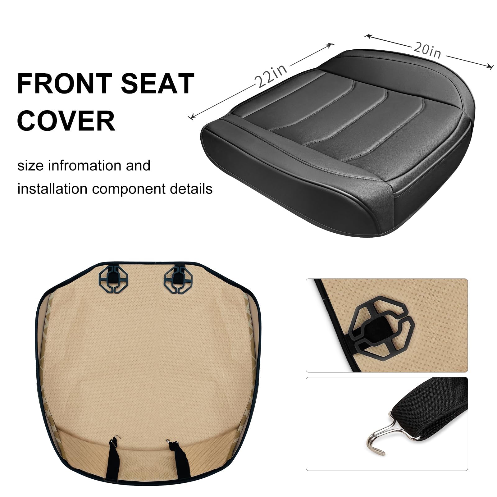 BOPUOVRE Car Seat Cover for Luxury Comfort - PU Leather Anti-Slip Full Wrap Protection with Storage Pocket for — view 5