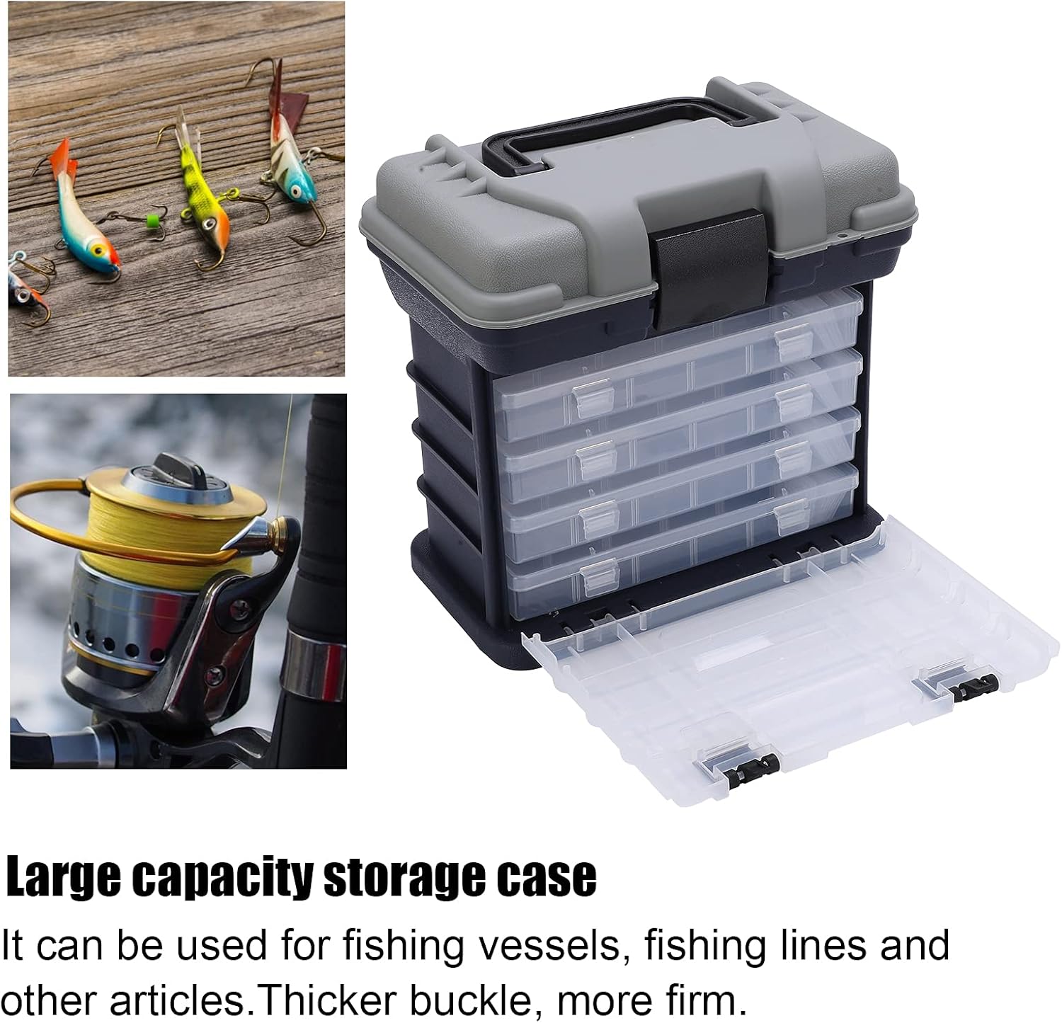 Fishing Tackle Box, Portable Utility 4 Layers Big Plastic Handle Carp Fishing Case Tools Fishing Tackle Storage Box Lures Holder for Fishing