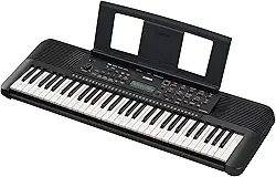 Yamaha PSR-E283 Teclado portátil para iniciantes, com 410 vozes de instrumentos, 150 estilos de acompanhamento e 122 músicas, inclui 2 aulas online com um professor da Yamaha Music School