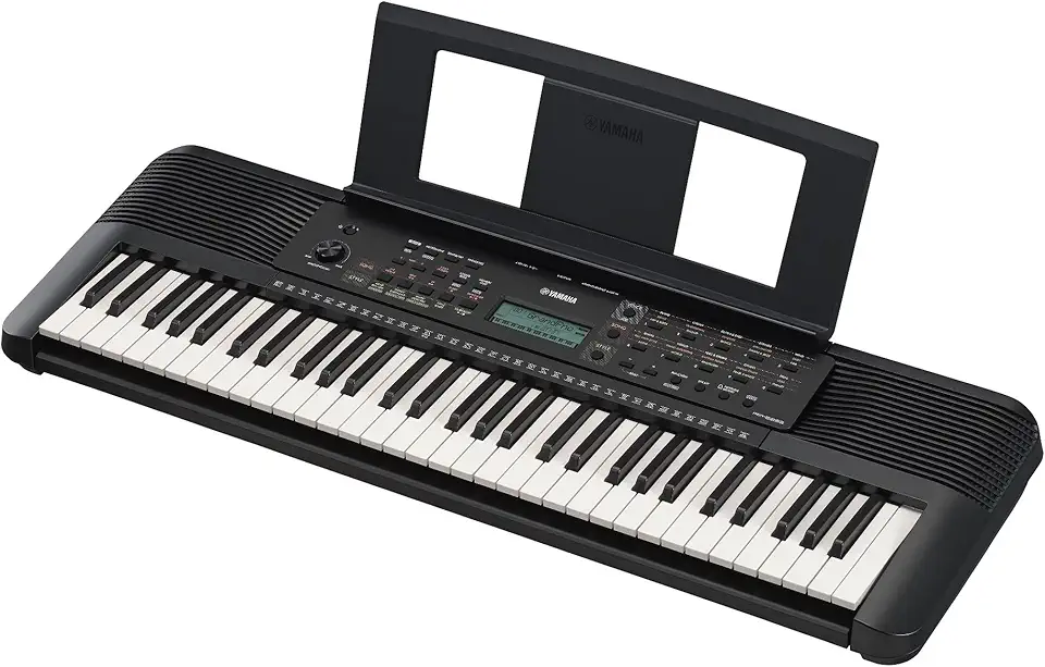 Yamaha PSR-E283 Teclado portátil para iniciantes, com 410 vozes de instrumentos, 150 estilos de acompanhamento e 122 músicas, inclui 2 aulas online com um professor da Yamaha Music School