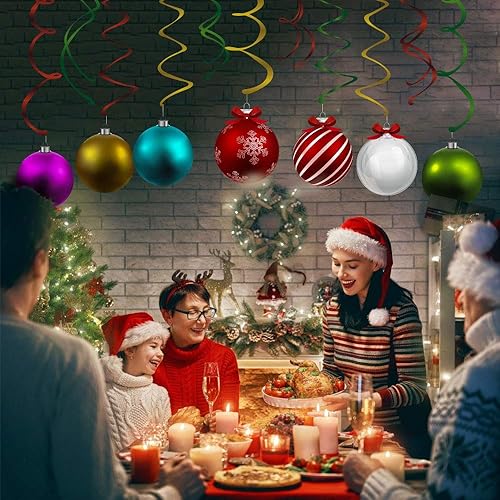 Miniatura 6 de CC HOME 15 bolas de Navidad colgantes de remolinos de bola de Navidad, decoración de cumpleaños, regalos de fiesta temática de Navidad para
