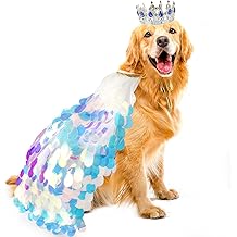 Medium Mermaid Dog Princess Dress, Sparkly Tutu Costume for Medium Breeds, Lightweight Breathable Pet Holiday Apparel