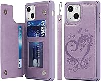 Vista 31 de Cavor Funda para iPhone 13 con tarjetero, funda tipo cartera para mujeres y hombres, fundas de teléfono para iPhone 13 con soporte y correa, funda