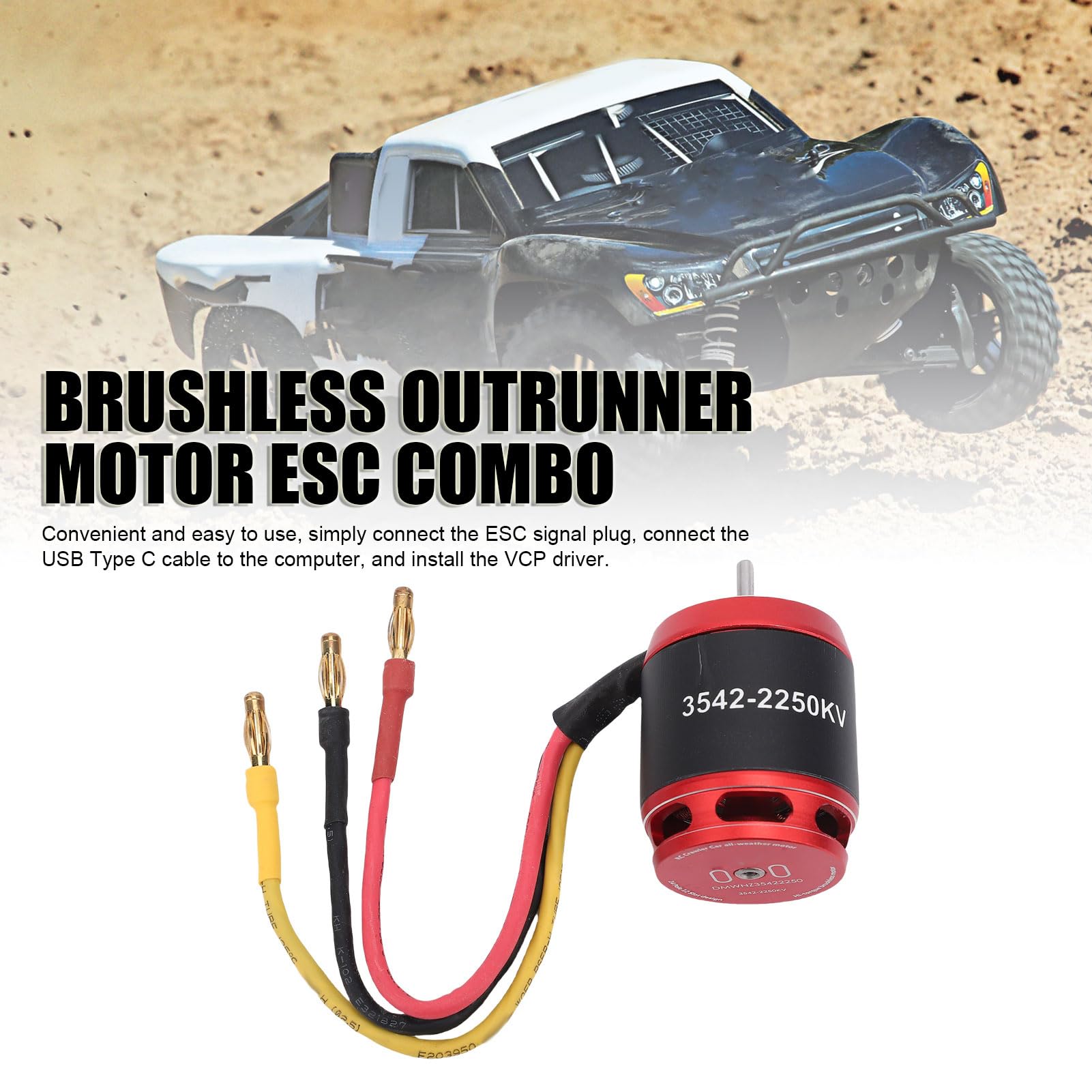 Pongnas Bezszczotkowy Silnik Outrunner 2250 KV i Zestaw ESC 80 A z gąsienicą RC Axial SCX10 /10 – Wstępnie Lutowany, Programowany Przez USB, Cichy System Dużej Mocy