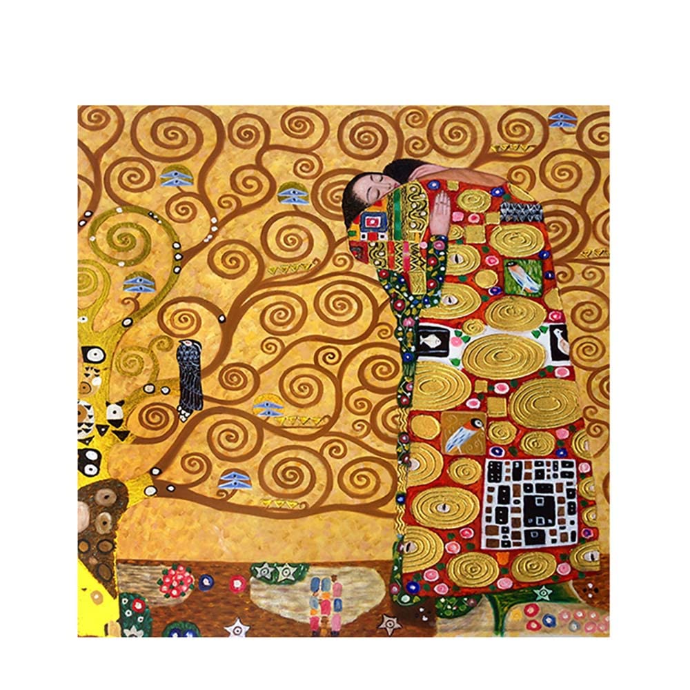 Tableau Klimt L'Accomplissement 50x50 avec châssis pour habiller un mur vide sans cadre