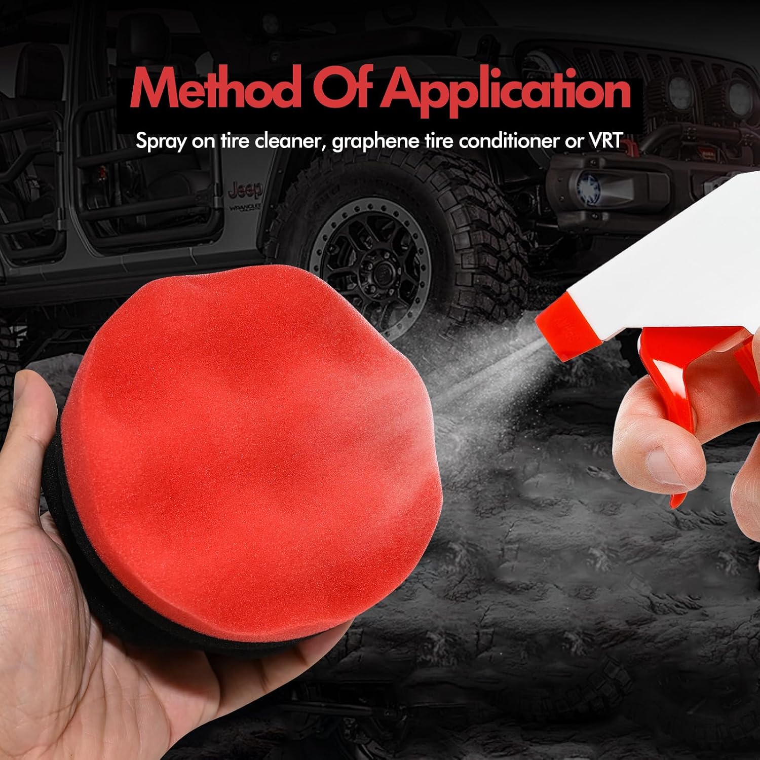 2 Pack Large Tire Hex Tire Shine Applicator Pads, Durable and Reusable Grip Applicator for Tire Polishing Car Cleaning (Red+Black)