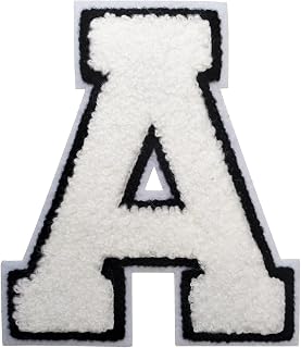 Iron on Letter Patch 3Pcs Varsity Letter Patches 4.5 inch Chenille Letters for Clothing Backpacks Team Costume Decoration White A