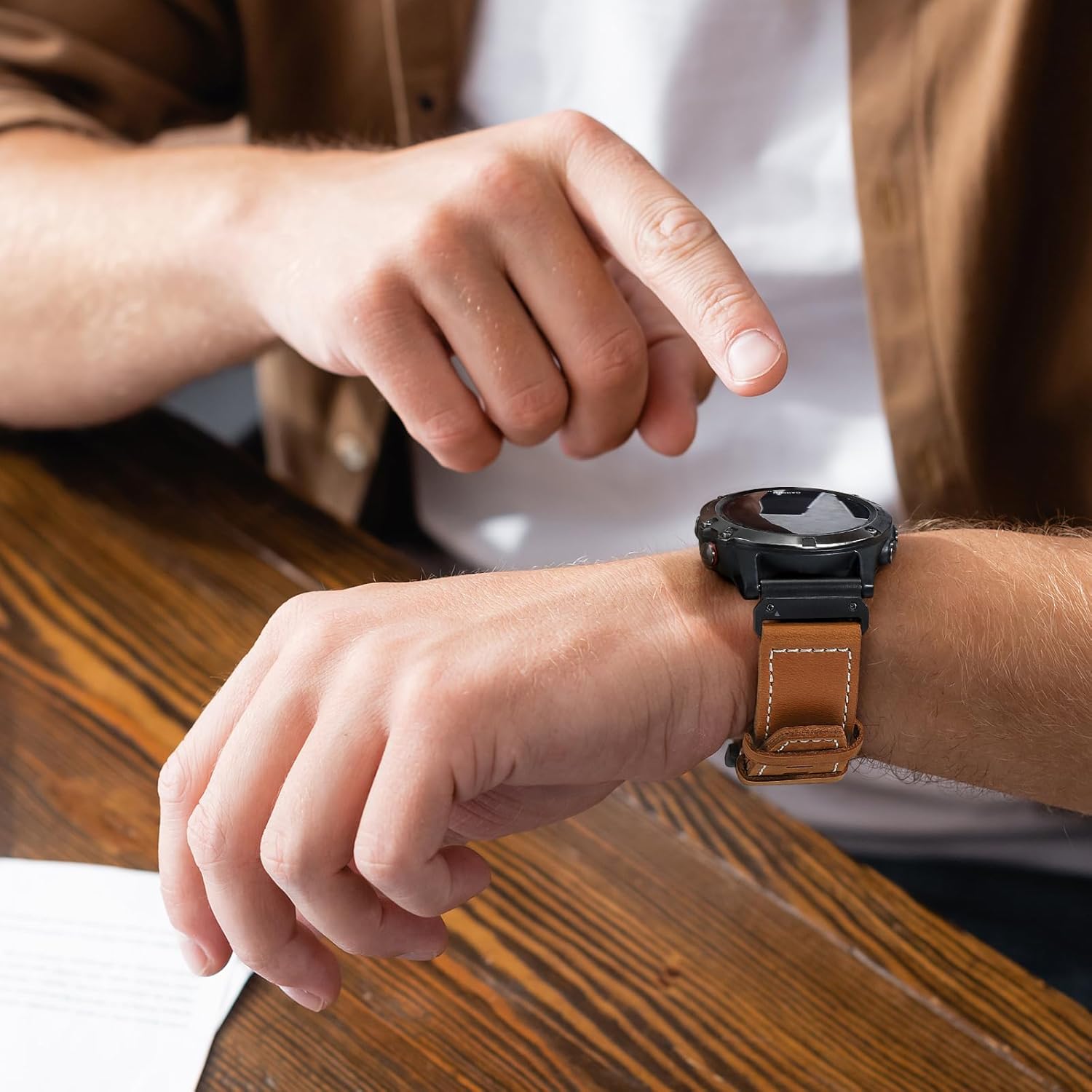 20mm Genuine Leather Watch Band Compatible with Garmin Fenix 8 AMOLED 43mm/ 7S/ 7S pro/ 6S/ 6S Pro/ 5S/ 5S Plus,Quick Fit Replacement Strap for Epix Pro/Approach S70 42mm/Descent Mk3 3i 43mm/ Mk2s - Image 6