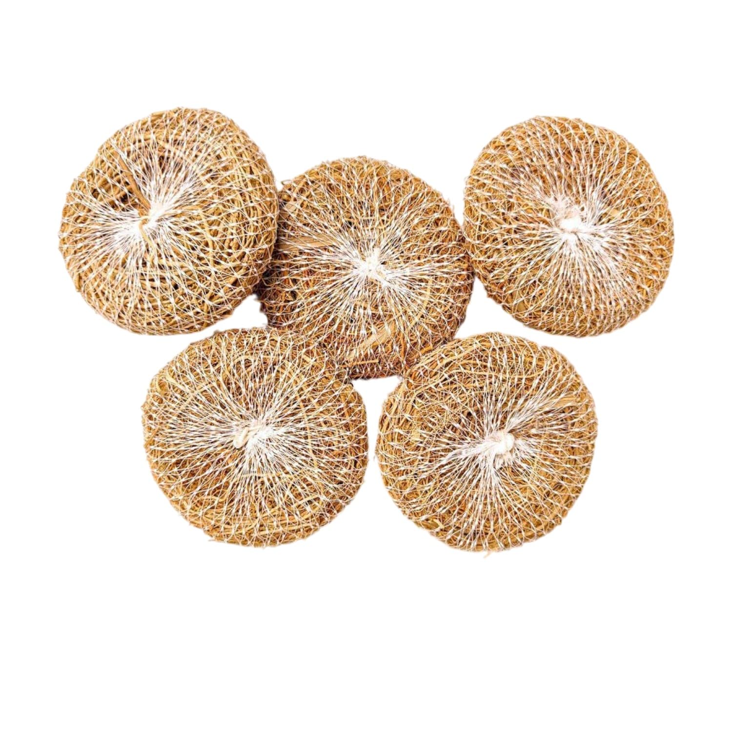 Orgo Dream Vetiver Scrub Natural Loofah Pad-Handmade Ayurvedic Kerala Ramacham Scrubber Made Of Khus Roots-Skin Exfoliating Organic Round Shower Loofah & Bath Sponge-Vegan Body Brush (Pack Of 5)-image-12