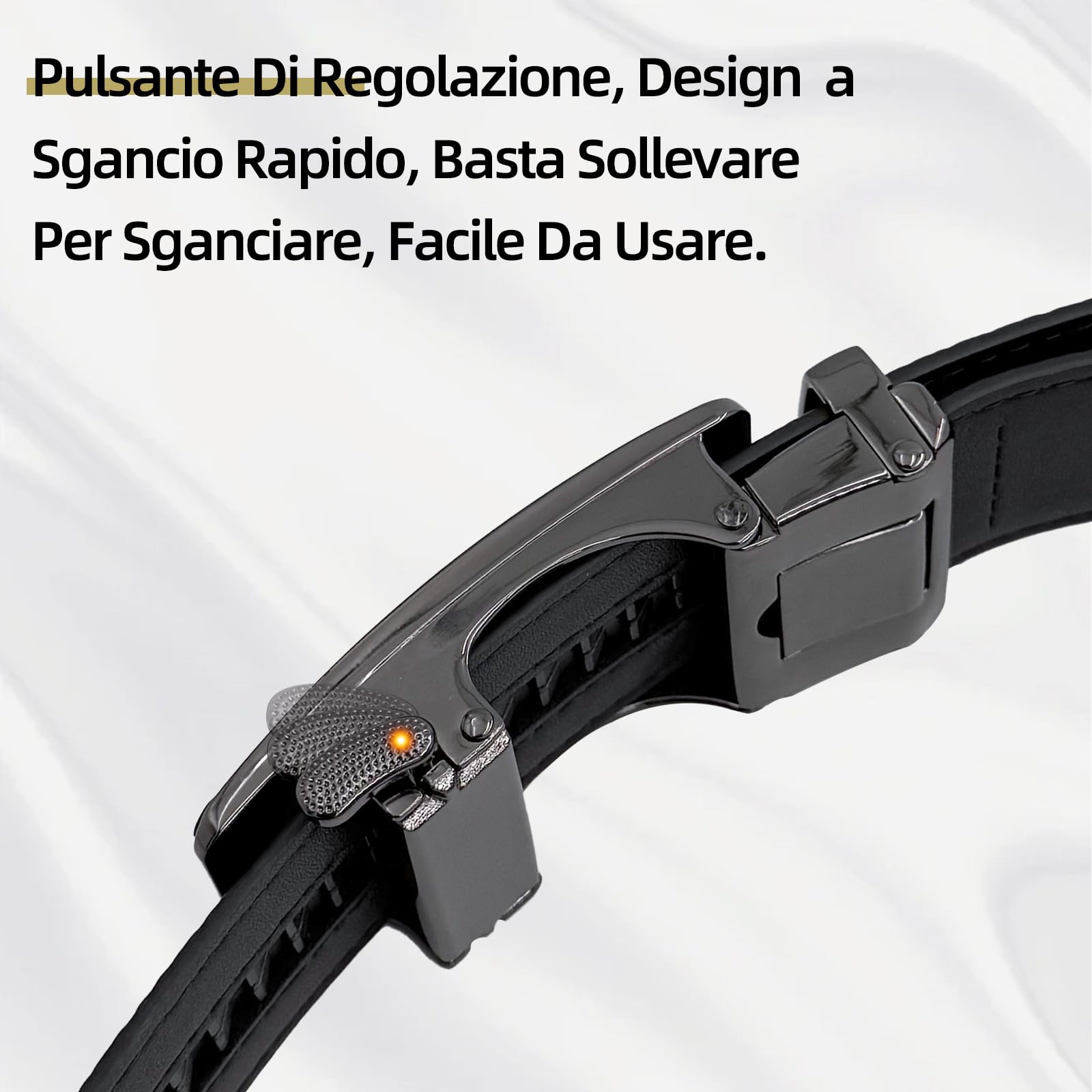 FEFLO Cintura Uomo, Cintura Pelle con Fibbia Automatica cricchétto, Larghezza 35 mm,Taglia Regolata, Adatto per abbigliamento da lavoro e casual